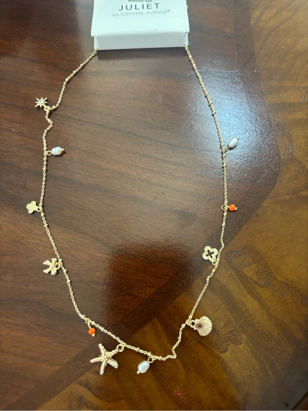 Juliet by Crystal Avenue Gold Seashell & Starfish Charm Necklace - Gold